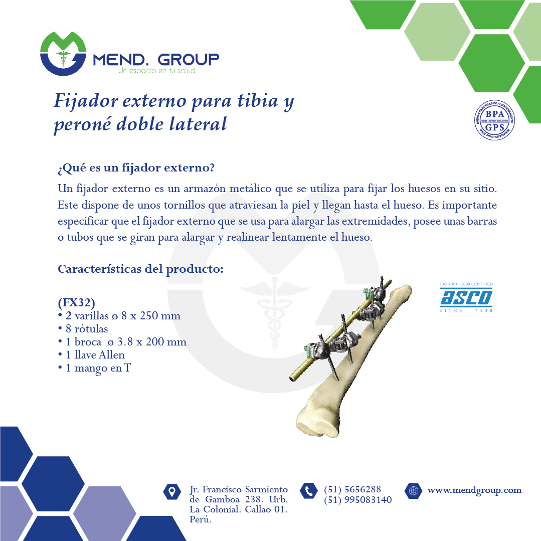 Fijador Externo Para Tibia Y Peron Doble Lateral Mend Group